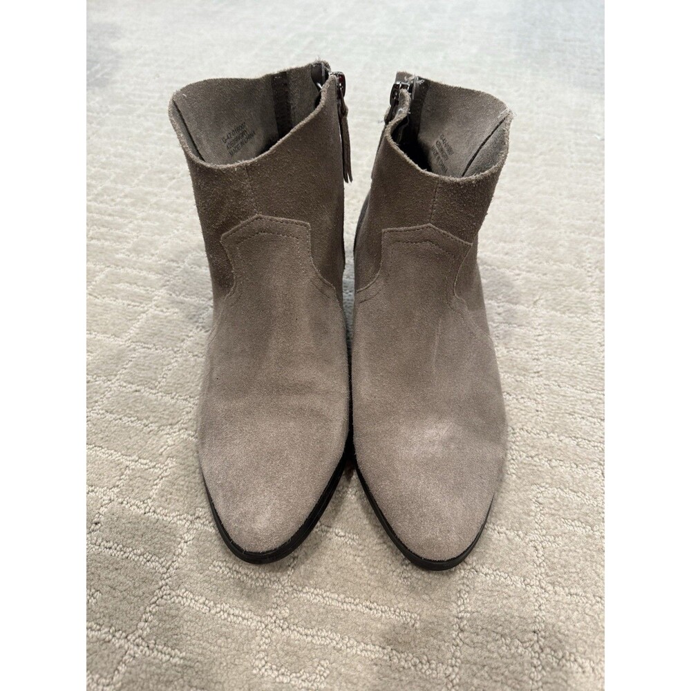 Topshop Gray Leather Suede Boots Ankle Booties Women’s Size 10 Size Zipper